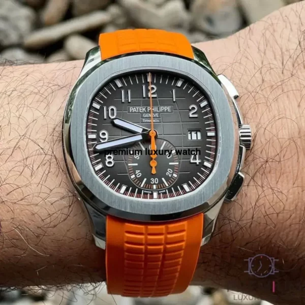 10 patek philippe aquanaut chronograph 5968a001 stainless steel with orange rubber watch