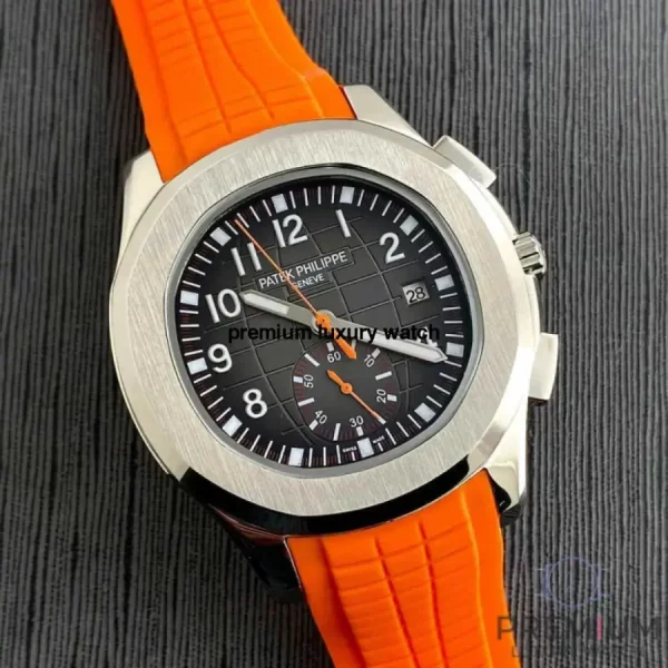 11 patek philippe aquanaut chronograph 5968a001 stainless steel with orange rubber watch