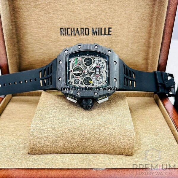 6 richard mille rm01103 men automatic transparent dial stainless steel rubber black band mens watch
