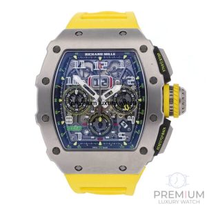 2 richard mille rm01103 men automatic transparent dial stainless steel rubber yellow band mens watch