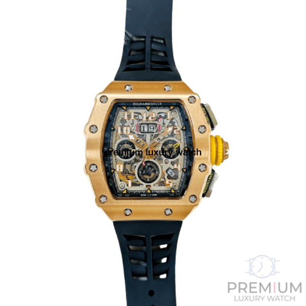 richard mille rm1103 men automatic rose gold transparent dial stainless steel rubber black band mens watch