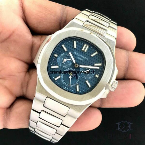 2 patek philippe nautilus grand complication perpetual calendar blue dial 57401g automatic stainless steel watches