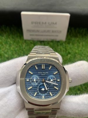 5 patek philippe nautilus grand complication perpetual calendar blue dial 57401g automatic stainless steel watches