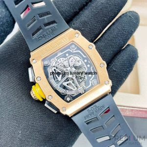 9 richard mille rm1103 men automatic rose gold transparent dial stainless steel rubber black band mens watch