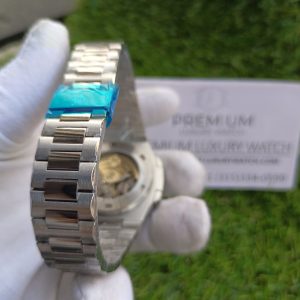 6 patek philippe nautilus black dial steel watch