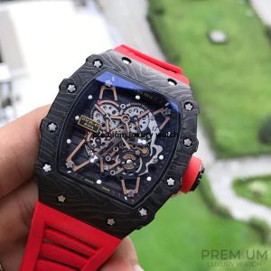 4 richard mille rm35 01 men balck dial stainless steel rubber red band mens watch