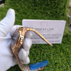 1 patek philippe nautilus blue dial diamond rose gold automatic mens watch