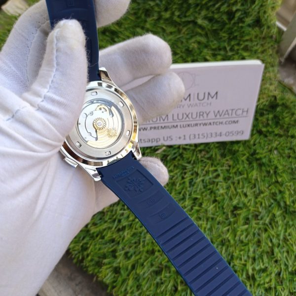 2 patek phillipe aquanaut silver case blue strap mens wrist watch