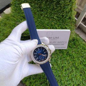 3 patek phillipe aquanaut silver case blue strap mens wrist watch