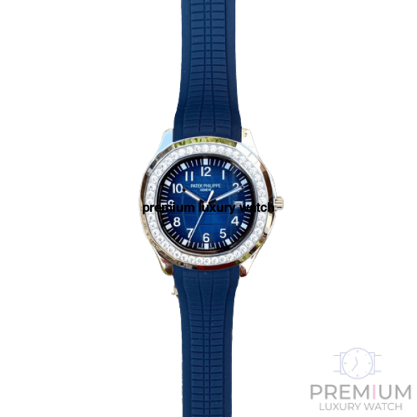 patek philippe aquanaut blue diamond dial mens blue rubber watch 5168g001 wrist watch for mens