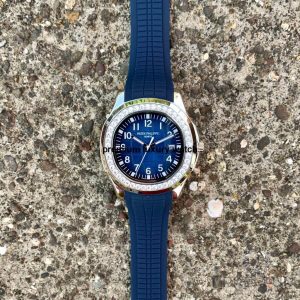 1 patek philippe aquanaut blue diamond dial mens blue rubber watch 5168g001 wrist watch for mens
