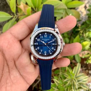3 patek philippe aquanaut blue diamond dial mens blue rubber watch 5168g001 wrist watch for mens