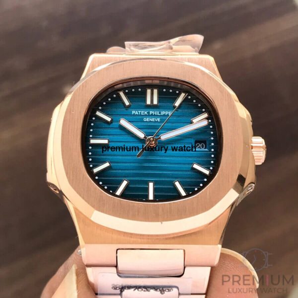1 patek philippe nautilus 5711 rose gold 405mm blue dial automatic mens wrist watch