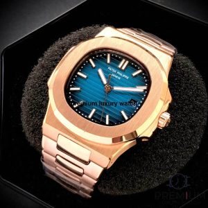 2 patek philippe nautilus 5711 rose gold 405mm blue dial automatic mens wrist watch
