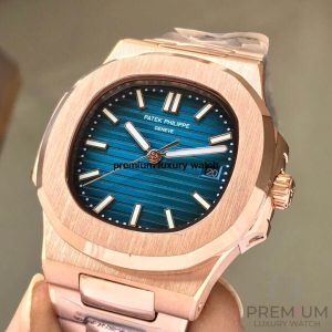 3 patek philippe nautilus 5711 rose gold 405mm blue dial automatic mens wrist watch