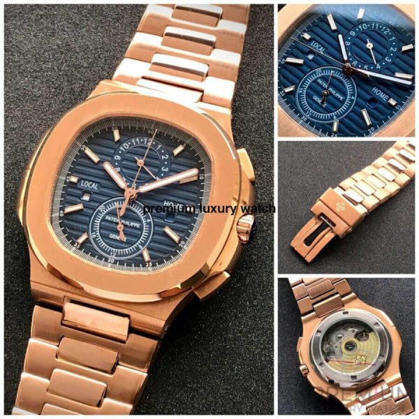 5 patek philippe nautilus rose gold blue dial watch 59901r001mens watch