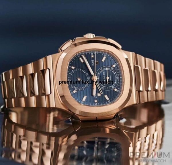 6 patek philippe nautilus rose gold blue dial watch 59901r001mens watch