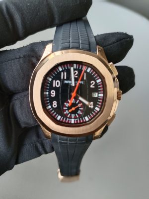 patek philippe aquanaut chronograph 5968a001 rose gold black dial watch