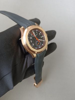 1 patek philippe aquanaut chronograph 5968a001 rose gold black dial watch