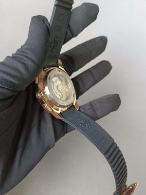 3 patek philippe aquanaut chronograph 5968a001 rose gold black dial watch