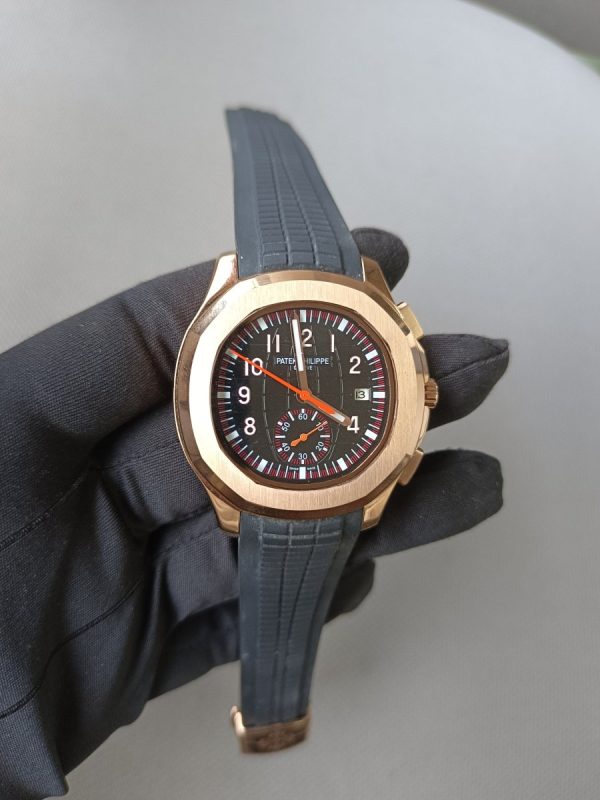 4 patek philippe aquanaut chronograph 5968a001 rose gold black dial watch