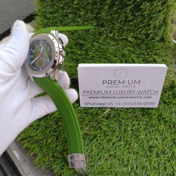 2 patek phillipe aquanaut silver case green strap watch mens wrist watch