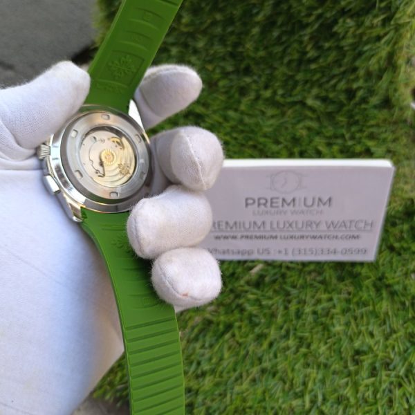 3 patek phillipe aquanaut silver case green strap watch mens wrist watch