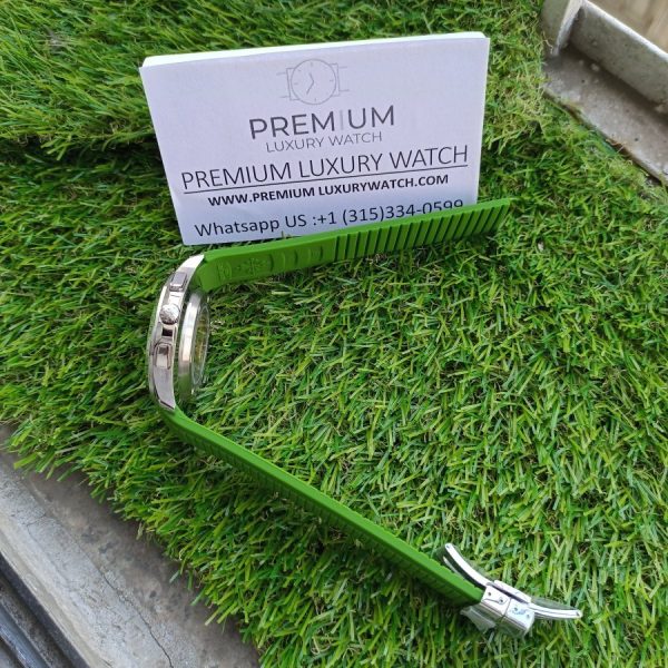6 patek phillipe aquanaut silver case green strap watch mens wrist watch