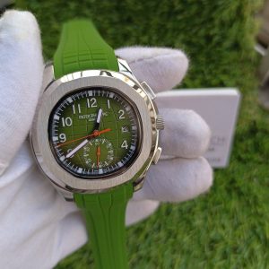 8 patek phillipe aquanaut silver case green strap watch mens wrist watch