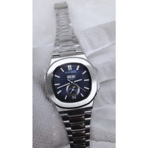 4 patek philippe nautilus 5726 stainless steel case steel band blue dial watch