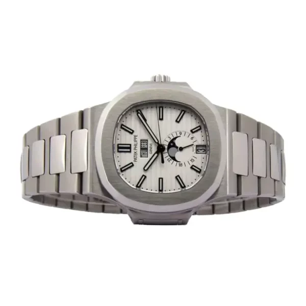 2 patek philippe nautilus annual calendar moonphase mens stainless steel 57261a010 white dial