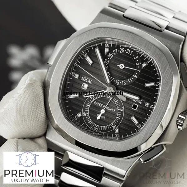 18 patek philippe nautilus travel time dark grey dial mens wrist watch 59901a001 405mm