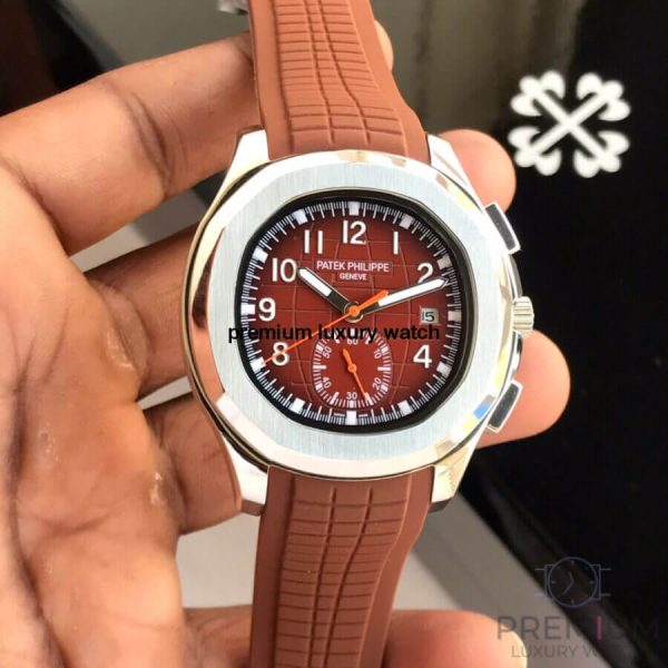 1 patek philippe aquanaut chronograph steel 5968a001 with brown dial