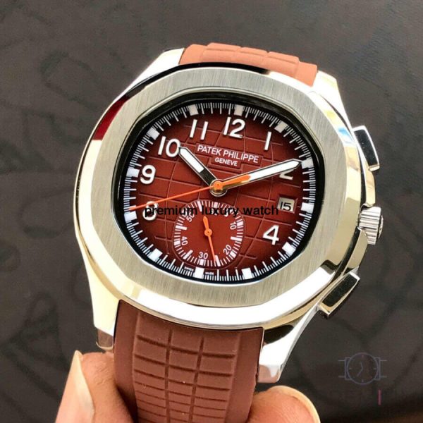 3 patek philippe aquanaut chronograph steel 5968a001 with brown dial