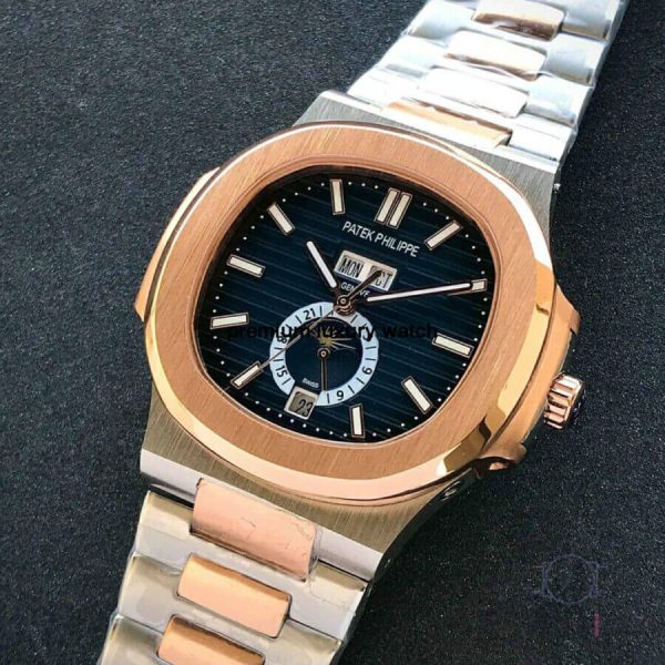1 patek philippe nautilus 57261a blue dial rose gold silver stainless steel belt