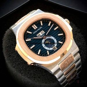 2 patek philippe nautilus 57261a blue dial rose gold silver stainless steel belt