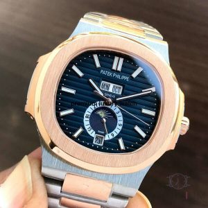 3 patek philippe nautilus 57261a blue dial rose gold silver stainless steel belt