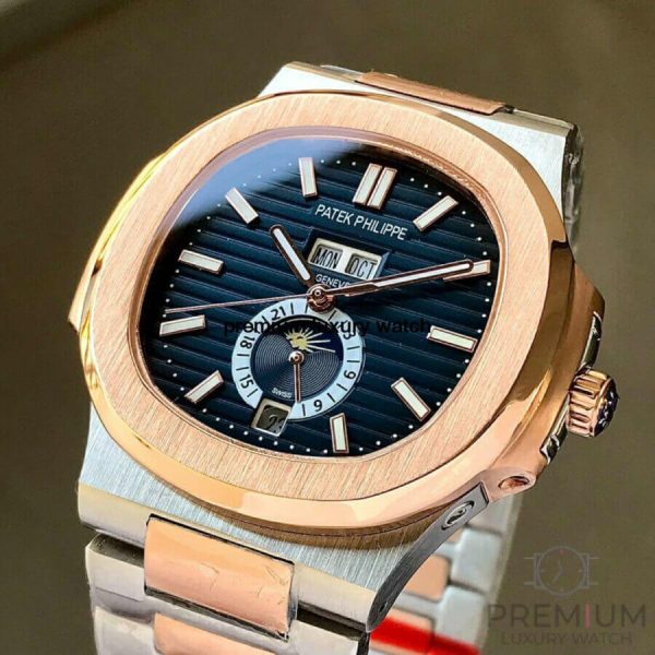 4 patek philippe nautilus 57261a blue dial rose gold silver stainless steel belt