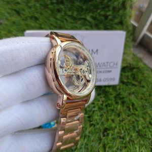10 patek philippe skeleton transparent automatic chronograph mens watch white dial rose gold strap