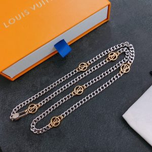 6 lv chain necklace silver for women 2799