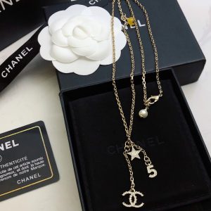 2 star double c tassel necklace gold for women 2799