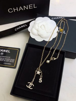 5 star double c tassel necklace gold for women 2799