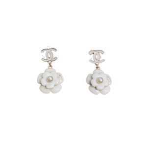 4-White Camellia Flower Earrings Gold Tone For Women   2799