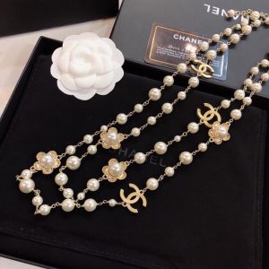 stylized flower multi layered pearl necklace gold tone for women 2799