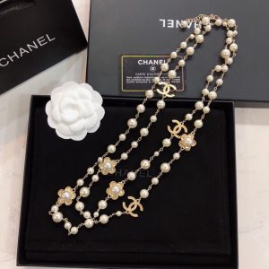 3 stylized flower multi layered pearl necklace gold tone for women 2799