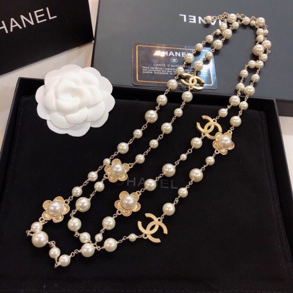 8 stylized flower multi layered pearl necklace gold tone for women 2799
