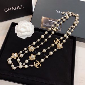 14 stylized flower multi layered pearl necklace gold tone for women 2799