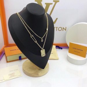 5 big tag lv necklace gold tone for women 2799