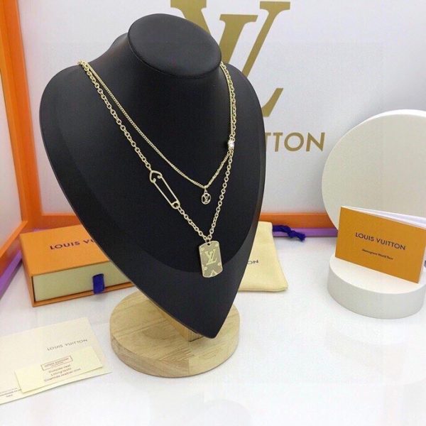 12 big tag lv necklace gold tone for women 2799