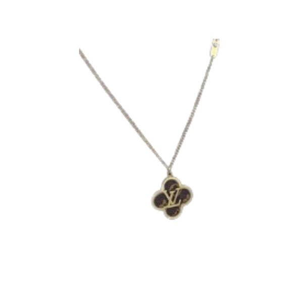 4 black four petal flower necklace gold tone for women 2799
